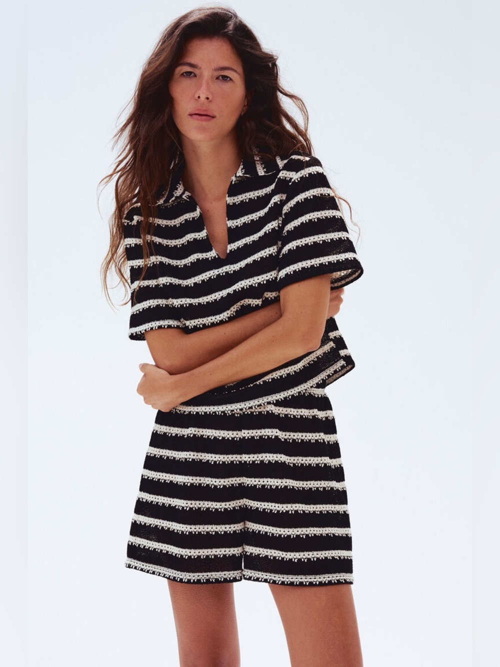 H&M Collared Knitted Top and Knitted Shorts